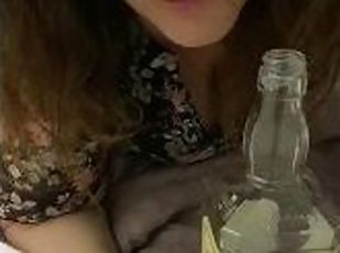 Step-Mom so horny she fucks bottle, then licks the bottle ???? FULL VID on FANS LY