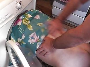 Hard sex. Old roommate stuck head sexy MILF into washing machine fu...