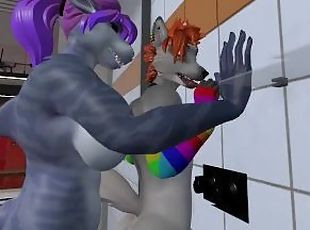 Heat anthro Futa furry dragon hot anal with furry girl in the shower