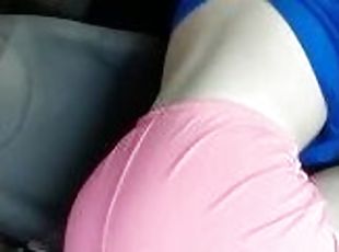 Doggy fucking brunette princess teen in her car, she doesn't know I...