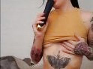 Argentinian Tattooed Latina Milf With Small Cute Tits Sucking Dildo...