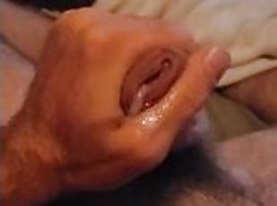 Stroking the cum out for my big cock for you cum see me OF russelld...