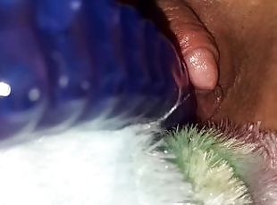 Horny trans guy fucks wet pussy with tentacle dildo and moans to or...
