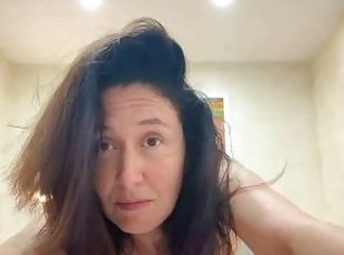 orgasme, amateur, milf, maman, point-de-vue, naturel, chevauchement, mère, solo, brunette