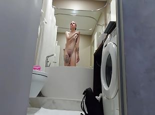 Filmed My Nude Slutty Stepsis Cleaning Up In Our Shared Bathtub