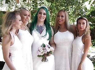 Bitches attend wedding party where they fuck like sluts in group sc...