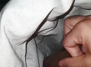 Stepson has an erection under a blanket and touches his cock while ...