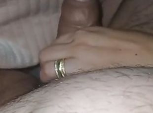 Stepmom cant stop jerking stepsons dick in bed