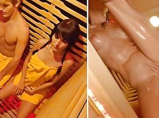 SQUIRTING with STRANGER in PUBLIC SAUNA! HE CUMS 2 Times to my Puss...