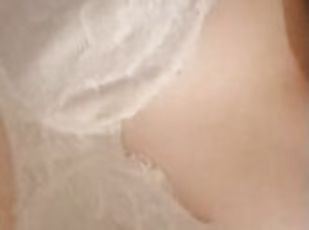 asiatique, masturbation, mamelons, orgasme, amateur, maison, belle-femme-ronde, lingerie, solo, gaie