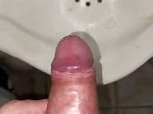 pisser, public, amateur, énorme-bite, toilette, belle, bite