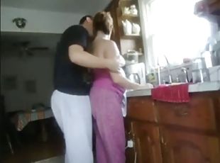 cuatro-patas, esposa, amateur, pareja, cocina, webcam, afeitada, morena