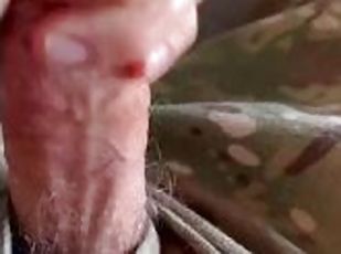 Horny US Army soldier jerks off for a follower in a thong under his...