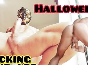 amatør, cum, knulling-fucking, fantasi, pikk, halloween, maske