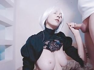 [Tall Girl ] Cosplay 2b Nier Automata ! Slobbery blowjob of a gorge...