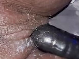 masturbation, orgasm, kvinnligt-sprut, amatör, mogen, mörkhyad, creampie, bbw, ensam