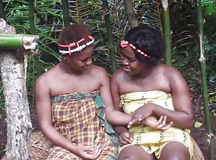 My two ebony women from the village stopped fighting and started fu...