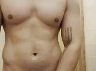 masturbação, desporto, amador, gay, gozando, sozinho, musculado, tatuagem, urso