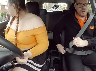 FAKEHUB - BBW amateur slut fucked by driving instructor outdoors in...