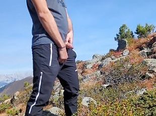hot outdoor piss near a hiking trail