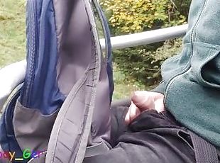 I play with my soft cock in a driving chairlift in the Bavarian Alp...