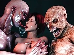 monstre, anal, ados, compilation, fou, anime, fantaisie, hentai, serrée, 3d